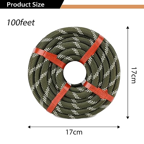Double Braid Arborist Rope(1/2 in x 100ft) - 48 Strand Rope Swing for Tree Diverse Outdoor Applications Construction, Climbing, Swing, Sailing - size: 1/2 In x 100 Ft, style: Green