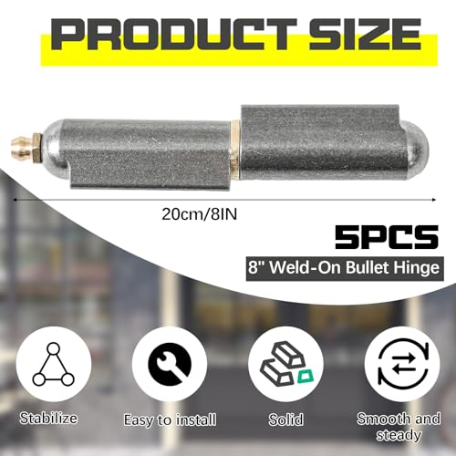 Zonon 5 Pcs 8 Inch BBQ Smoker Bullet Weld on Bullet Hinge Carbon Steel Weldable Hinges Heavy Duty Compatible with Swing Door Trailer Ramp - color: Zerk, size: 8 Inch