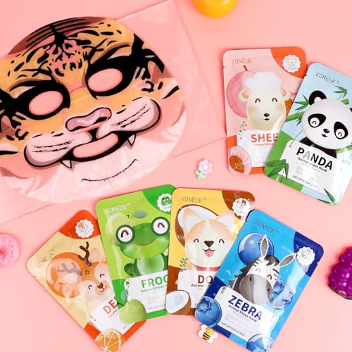 28 Pack Animal Collagen Face Masks for Girls, Bulk Hydrating Face Mask | for Kids Teens, Skin Care for Kids, Suitable for Dry Skin, Spa Party Supplies and Birthday Gifts