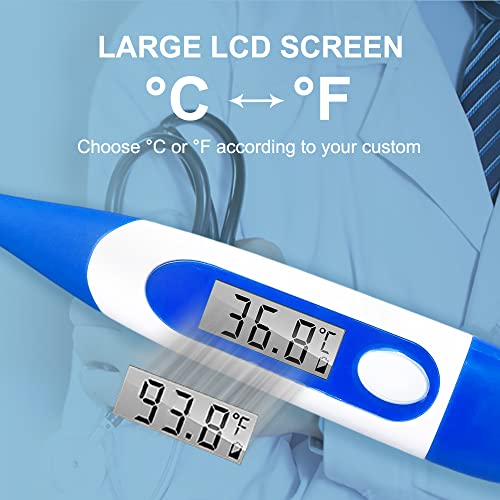 Berrcom Digital Thermometer for Adults, Oral and Underarm Thermometer for Baby and Kids Medical Thermometer with Fever Alarm Rectal Thermometer with Soft Tips | Medical Thermometer with Fever Alarm, Underarm for Baby, Adults, Body Temperature, C/F Switcha
