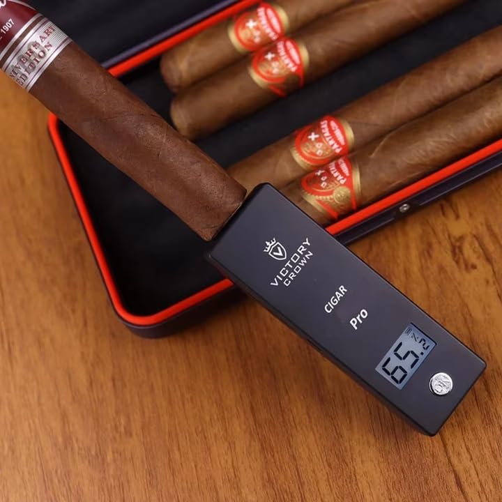 Digital Cigar Humidity Meter Portable Electric Moisture Guage Tester Reader Humidor Hygrometer Needle LCD Display Smoking Tobacco Accessories Gifts (Gray) - color: Gray