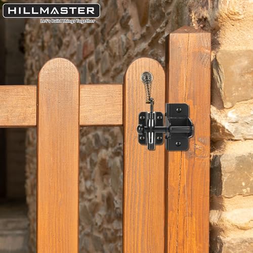 HILLMASTER Self Locking Gate Latch for Wooden Fence with Steel Spring Cable Pull,Heavy Duty Gravity Fence Latch for Metal Gates,Vinyl Fence,Gate Hardware Gate Door Lock for Outdoor Pool,Black Finish - style: Ring Pull