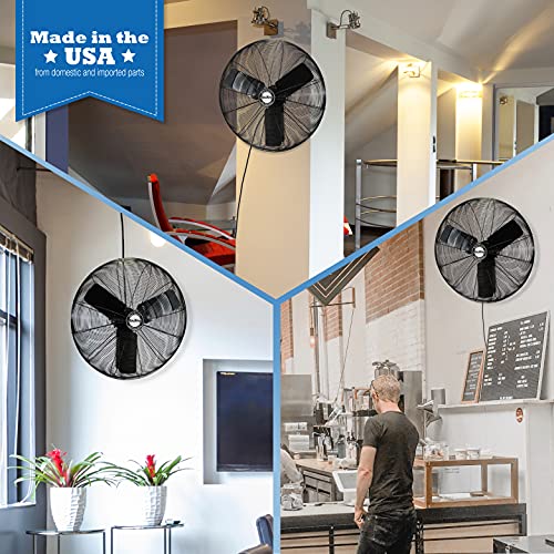 Air King 9030 30-Inch 1/4-Horsepower Industrial Grade Wall Mount Fan with 7,400-CFM, Black Finish - style: 30" Mount Fan