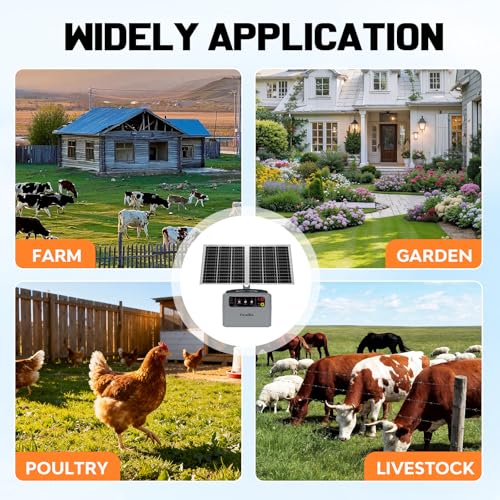 6-12KV Adjustable Output 30 Miles 1.5J Solar Electric Fence Charger | SEF-02, High-Efficiency 15W Solar Panel for Livestock, Farms & Remote Pastures, 12V 7Ah Battery, 24H Uninterrupted Protection - color: Gray