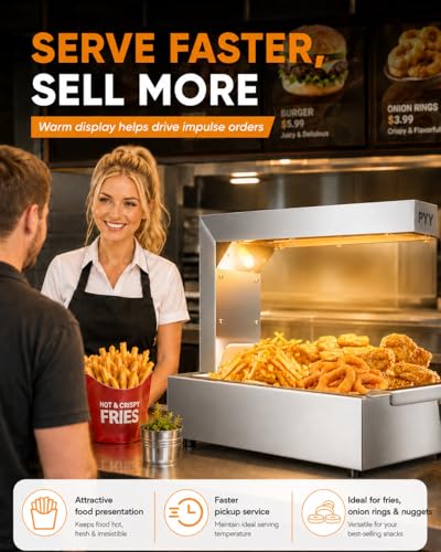 PYY French Fry Warmer - Commercial Food Heat Lamp Food Warmer Light 122°F Free-Standing Warming Fry Dump Station Countertop Fries Warmer Commercial Food Warmer for Chips Churros Buffet Restaurant - size: 10L Fixed Height