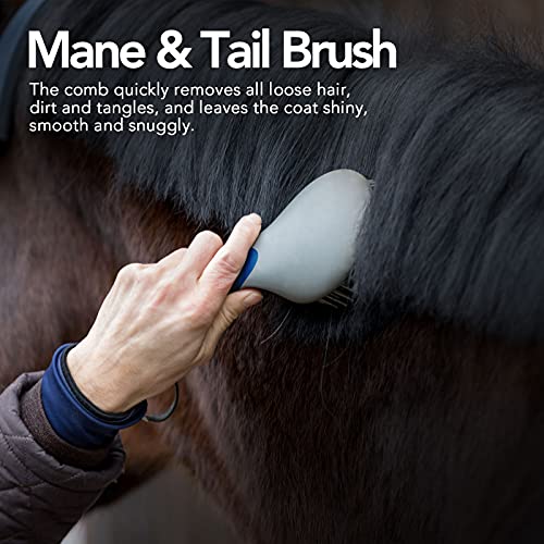 Harrison Howard ShineWell Humanized Design Non-Slip Ultra-Soothing Mane and Tail Brush for Horse - color: Deep Blue