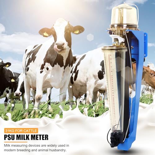 PSU Milk Meter for Milking Machine, 31kg/68lb Transparent Measuring Bottle with Scale, Accurate Milk Flow Meter for Cattle Livestock in Dairy Parlor with Mounting Kit