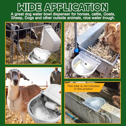 MAOPINER Automatic Water Dispenser Bowl, Stainless Steel Animal Waterer | Farm Water Bowl for Dogs, Horses, Cattle, Goats and Sheep, Float Valve Waterer Without Drainage Hole