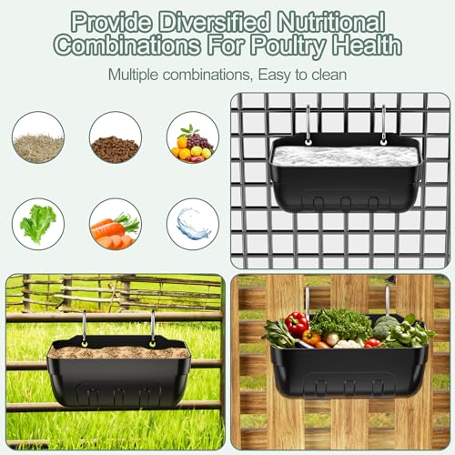 Goat Feeders Hanging Poultry Feeder Trough for Livestock, 3*3.5 Quart Black | Goat Feeder, Hanging Chicken Waterer Feeder - size: 3*3.5 Quart