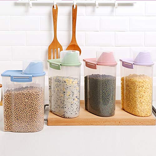Pet Food Storage Container with Graduated Cup and Seal Buckles Food Dispenser for Dogs Cats (Green) - color: Green