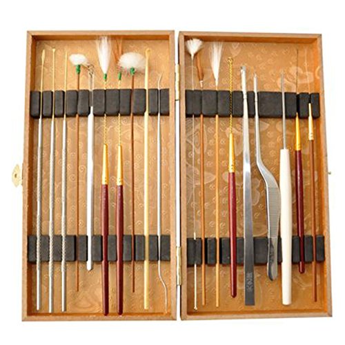 Multifunction Ear Pick Cleaning Set Ear Wax Removal Cleaner,Beauty Tools Kit (19pcs a Set with Wooden Box)