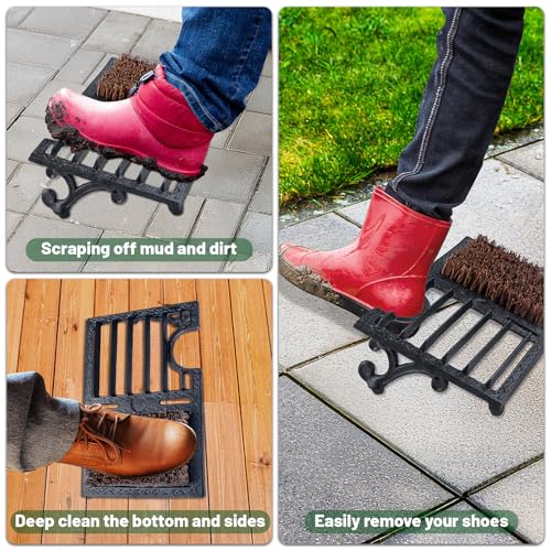 Cast Iron Boot Brush Scraper Outdoor，Heavy Duty Shoe Scrapers with Brushes, Boot Scrubber and Boot Cleaner Brush for Entryway, Garden, Farm - color: Cast Iron Boot Brush