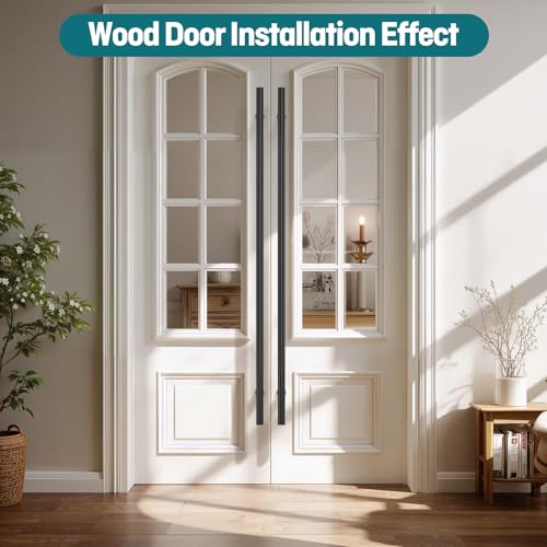 Ranbo 72" Knurled Door Pull Handle, 60"(1524mm) CTC, Matte Black | Heavy Duty 1.5mm 304 Stainless Steel, Back to Back Pull Handles for Interior/Front /Barn/Commercial/Entrances, Enhanced Grip - size: 72 Inch