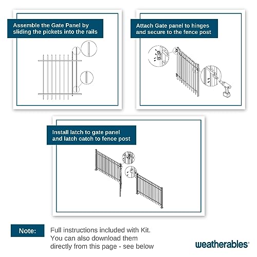 Weatherables Livingston Aluminum Gate Kit – DIY Kit for Backyard and Garden Fencing, Made with Durable Powder-Coated Aluminum that Combats Rust, Fading, and Corrosion (4’ Wide Gate Kit) - size: Livingston 4' Wide Gate Kit