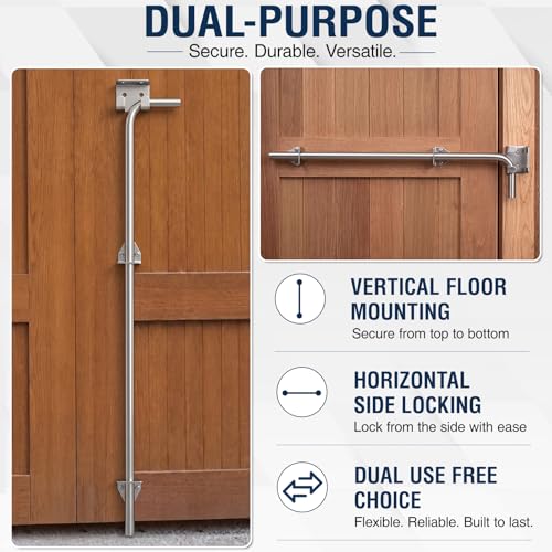 2 Pack,24" X 5/8" Cane Bolt Heavy Duty Drop Rod for Gate | Zinc Plating Gate Latch for Wooden Fence Metal Floor Latch Both Vertical and Horizontal