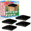 GreenLighting 6x6 Aluminum Pyramid Post Cap Cover (Black 4 Pack) Fits 6x6 Nominal Wood (True 5.5 x 5.5) Powder Coated Matte Outdoor Post Caps Cover, Fence Wood Post, Decking, Waterproof - color: Black 6x6, size: 4 Pack