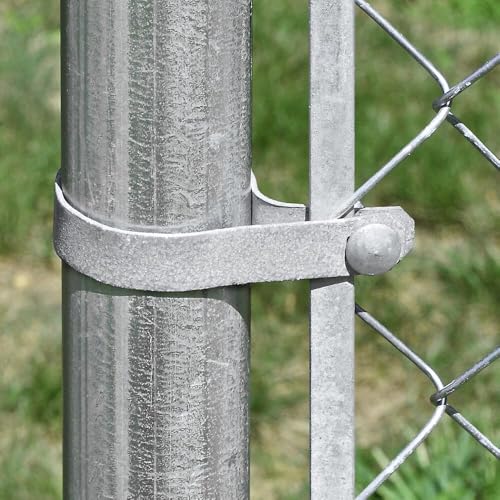Galvanized Steel Chain Link Tension Band, Durable Steel Chain Link Fence Hardware, Rust-Resistant, Easy Install, Includes Required Bolt (3, 1-3/8") - size: 1-3/8"
