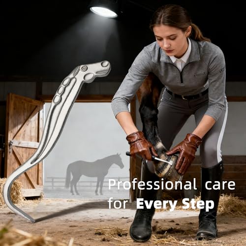 Horse Hoof Pick with Ergonomic Grip for Cleaning & Grooming, Metal Hoof Horseshoe Pick Scraper Cleaner Tool for Horses, Farrier Hoof Pick for Cleaning Hooves