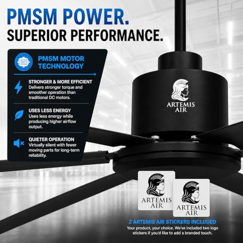 120-Inch HVLS Industrial Ceiling Fan +28,000 CFM Large Commercial Ceiling Fan with Remote, PMSM Motor, 6 Speeds, Reversible, for Warehouse, Gym, Barn, Shop, Garage | AA-Orion 120" (Black) - color: Orion 120" Black