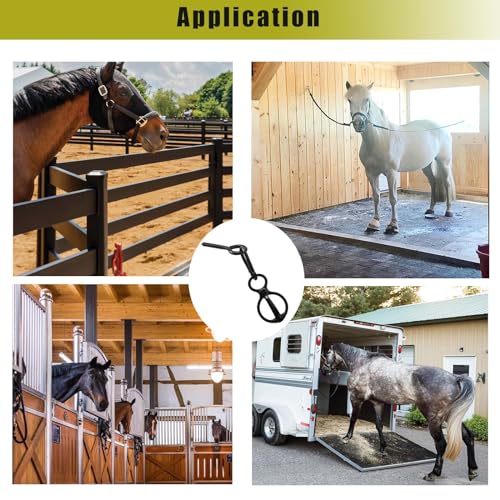 2pcs Horse Tie Ring, Heavy Duty Tie Ring Horse Training Equipment with Eye Bolt,Quick snap,Humane and Safe Tie Way,Black - style: Black-2PCS