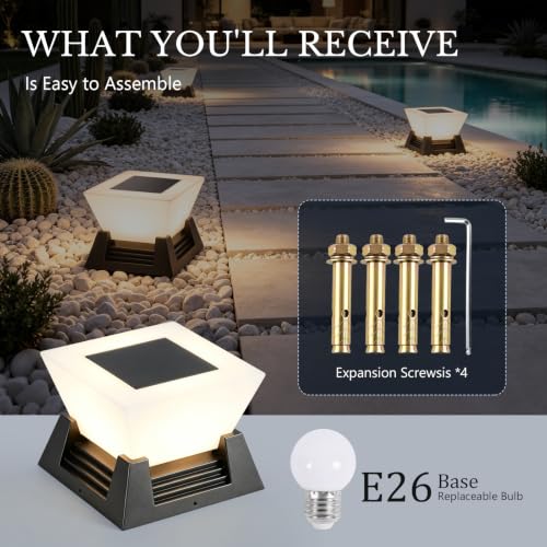 11.02" Outdoor Post Lights Hard Wired, IP54 Waterproof Pillar Lights | 3000K LED Post Light, IP54 Pillar Lights Outdoor Hard Wired, Outdoor Column Lights for Yard, Porch, Pathway, Patio, Driveway