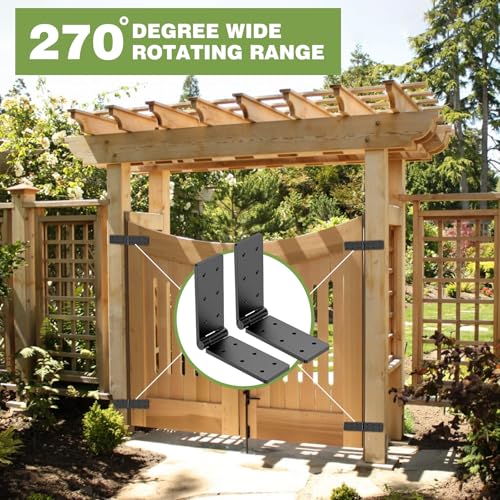Gate Hinges,270° Solid Double Layer Butt Hinge for Gates,Fence Doors | Heavy Duty Gate Hinge with Double Layer Metal Construction,fit Wood Gates,Shed,Fence Doors,Plywood Panel,DIY Project(2 Pack)