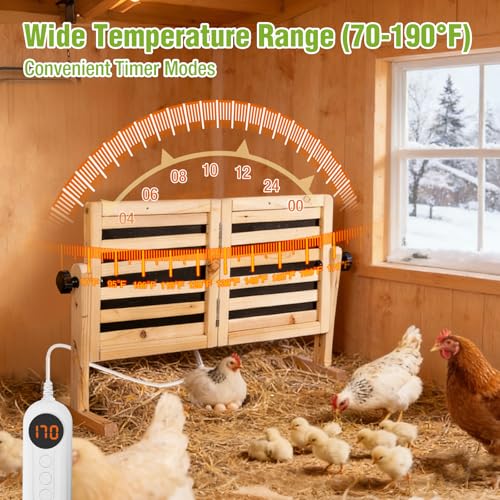 GUTINNEEN Chicken Coop Brooder Heater with UL Certified Overheat Protection, Temperature Control, Safe and Energy-Efficient 120W Heat Plate for Chicks, Adjustable Height, Timer, 22.4" x 11.8", Nature - color: Brown