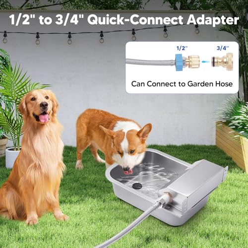 Automatic Water Dispenser for Dog, 3L Dog Water Bowl Dispenser, Stainless Steel Indoor/Outdoor Water Feeder Suitable for Dogs Livestock Chicken Horse, Easy to Clean - size: 3L