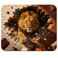 Powerful Lion Breaking Through Brick Wall Mouse Pad 9.5" x 7.9", 3D Effect Wildlife Cute Desk Mat, Bold Art - color: 3D Effect Wildlife