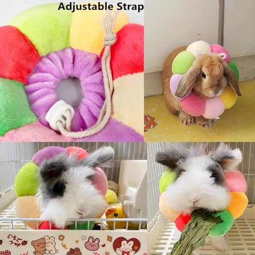Rabbit Protection Cone Collar,Adjustable Soft Pet Recovery Collar for Rabbit/Chinchilla/Guinea Pigs/Kitten After Surgery Wound Healing,Elizabeth Neck Recovery E-Collar for Small Animals (XS) - size: XS