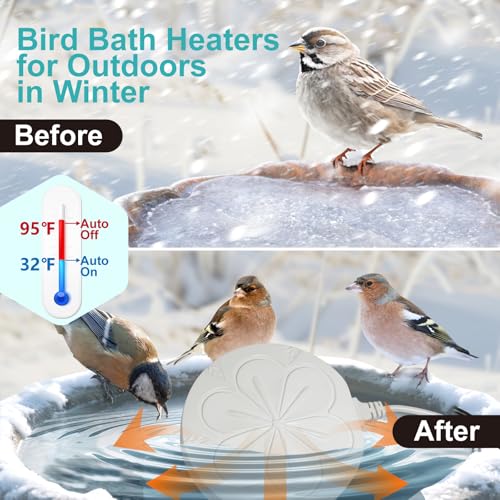110W Bird Bath Heater for Outdoors in Winter, Submergible Cast Aluminum Chicken Water Heater with Thermostatically Controlled Bird Bath Deicer Pond Deicer for Livestock - color: WHITE