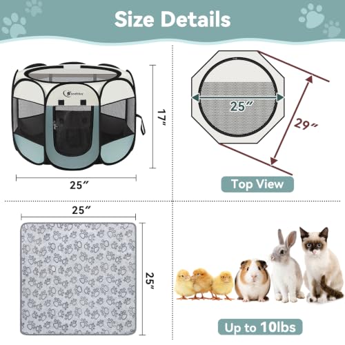 Sieidihit Dog Cat Playpen Tent Crate Cage with Blanket, Small Grey | Rest Zone for Recovering Pets New Pet Quarantine Room Portable Pop Up Easy to Set up lightweight dog Kennel with Carrying Bag - color: Grey with Blanket
