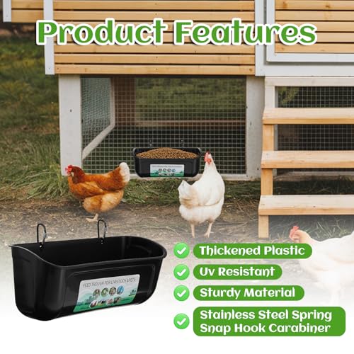 4 Pack Hanging Chicken Feeder Plastic Supplies with Metal Clips for Poultry