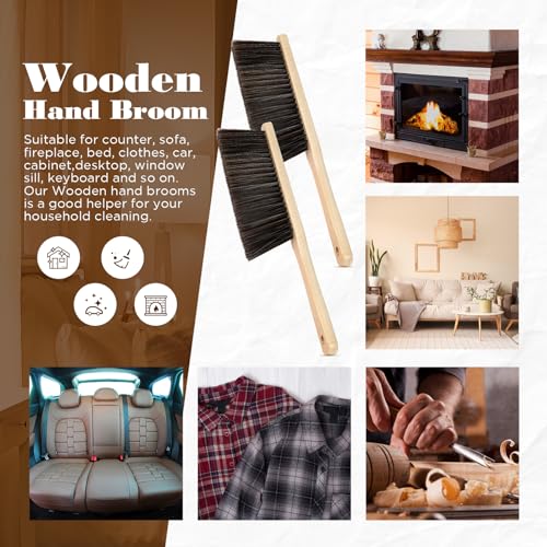 Tioncy 24 Pieces Wooden Dust Brush Bulk Hand Broom Bench Soft Bristle Cleaning Outdoor Furniture Brushes with Long Wood Handle for Cleaning Car Bed Sofa Fireplace Couch Clothes