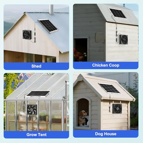 7.5" Solar Fan, Solar Powered Fans for Outside Chicken Coop & Greenhouse, Solar Exhaust or Intake Fans Outdoor Waterproof, for Doghouse Shed Air Circulation Ventilation Cooling, No Battery - size: 7.5" Fan