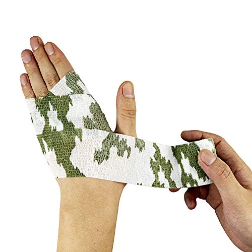 FRESINIDER 9 Rolls Self Adhesive Wrap Athletic Tape Gauze, Breathable Elastic Cohesive Bandage for Sports Injury & Pet (7 Pcs 2" x 5 Yards + 2 Pcs 1" X 5 Yards) (Snow Camo) - color: Snow Camo