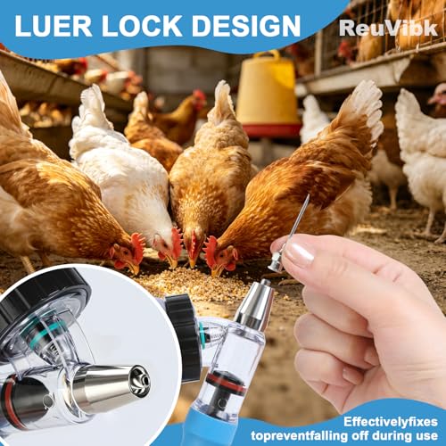 5ml Continuous Self-Refilling Livestock Syringe, 10 Needles Included | Adjustable dosage from 0.5ml to 5ml Veterinary Injection Gun for Chicken, Duck, Pig, Sheep, Cow Poultry - color: Blue