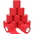 Self Adhesive Bandage Wrap Animal Cohesive Bandage Self Adherent Wrap First Aid Tape for Dogs Cats Horses Birds & Wrist Healing Ankle Sprain (2 Inch Red 12 Rolls) - color: 2 Inch Red 12 Rolls