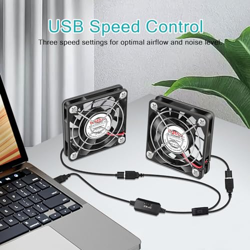 2 Packs Wathai 60mm x 10mm USB Computer Fan 5V with Speed Control for DIY | Variable Speed 5V USB Cooling Fan for Electronics Thin Slim Mini PC Case USB Powerful micro fans 60x60x10mm - size: 60x10mm (5V)