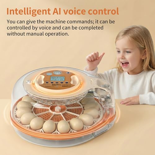 26-59 Egg Incubator,incubators for hatching eggs | AIVoice-Controlled Machine,Temperature & Humidity Control, Built-in Egg Candler, 360° View Clear Lid - color: Orange