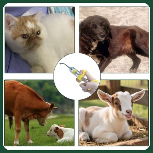 Reusable Goats Syringe, Drench Gun, Adjustable Dosage, Reusable, Suitable for Goat, Horse, Sheep, Pig, Cattle, Dog, Cat (30ML)