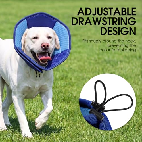 Dog Cone - Soft Cone for Dogs to Stop Licking, Pet E-Collar Alternative After Surgery, Adjustable Pet Recovery Collar for Wound Healing, Dark Blue Medium - color: Dark Blue, size: Medium