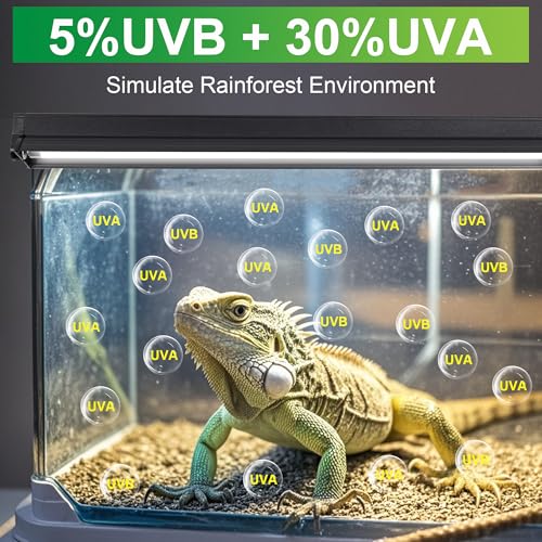 UVB Reptile Light Kit, 24W T5 Lamp Fixture and 5.0 UVB Tube Combo, Linear Lighting Bar Ideal for Tropical Reptiles Bearded Dragon Hermit Crab Turtle Leopard Gecko Tank Chameleons Iguanas Snake - size: UVB5.0