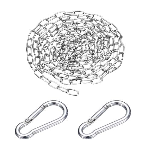 304 Stainless Steel Link Chain with 2 Hook (1/16" x 6.6 ft / 2 m x 1.5 Mm) - Utility Hanging Coil Chain Link Locking Pulling for Outdoor Fence Pet Dog - size: 1/16" x 6.6 ft(2 m x 1.5 Mm)