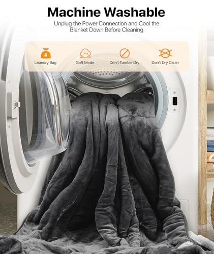 SIHOHAN Portable Heated Blanket with Foot Pockets for Wearable | Heated Throw Blanket, Flannel & Sherpa, 8 Heat Levels & Timer, 50x70 Inch Grey Home Office Travel, Machine Washable - size: 50*60 Grayish White