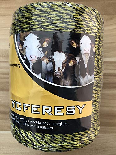 Electric Fence Polywire 1312 Feet，400 Meter，6 Stainless Steel Strands for Reliable Conductivity and Rust Resistance，Portable Electric Fence Rope - size: 1312 Feet/400Meters