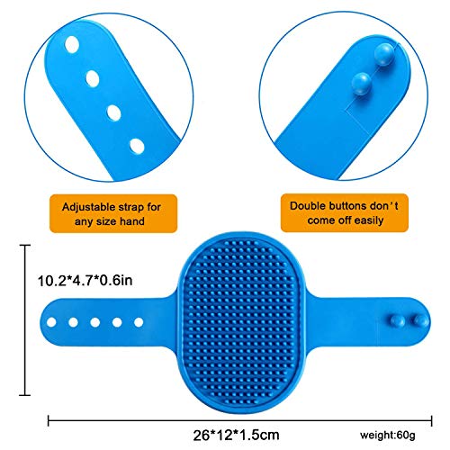 Dog Grooming Brush, Pet Shampoo Bath Brush Shedding Soothing Massage Rubber Comb with Adjustable Ring Handle for Long Short Haired Dogs and Cats 2pcs - color: Blue & Yellow