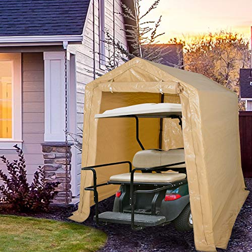 Sunnyglade 8X6' Shed Heavy Duty Storage Shelter with Roll up Door Portable | 8X6 Shed Portable Canopy Storage Shelter with Weatherproof Pe Fabric, Rustless Steel Frame