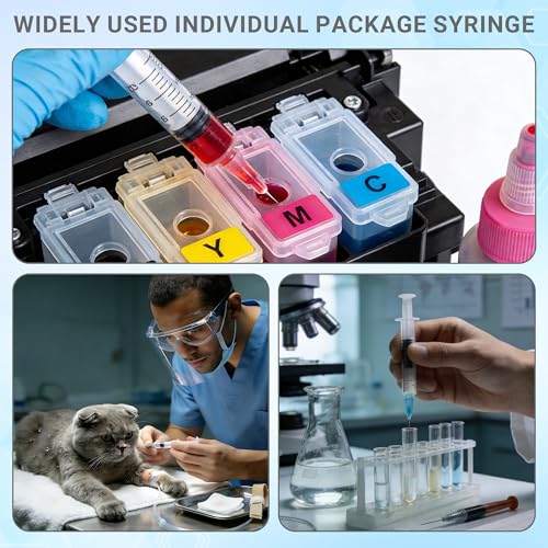 100 Pack 5ml 22Ga 1.25 Inch Industrial Syringes, Plastic Disposable Syringe for Scientific Labs, Liquids Refilling and Measuring - style: 5ml-22G 1.25"