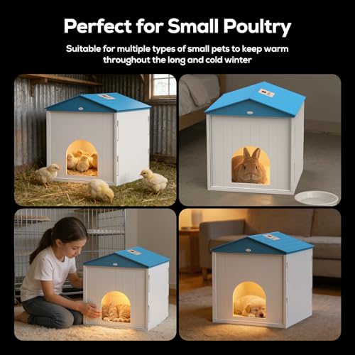 Chick Brooder Plate for Chicks Temperature Control & Display, 11.4"Lx11.2"W | Chicken Brooder Box for Chicks with Thermostat Fan & Light, 6.5Ft 110V Power Cord Brooder Heater 50W Chick Heat Plate